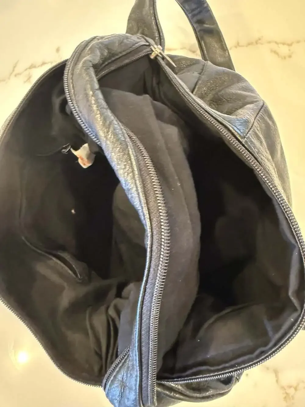 Vintage 90s Slouchy Black Genuine Leather Hobo Crossbody Bag with Knot Detail